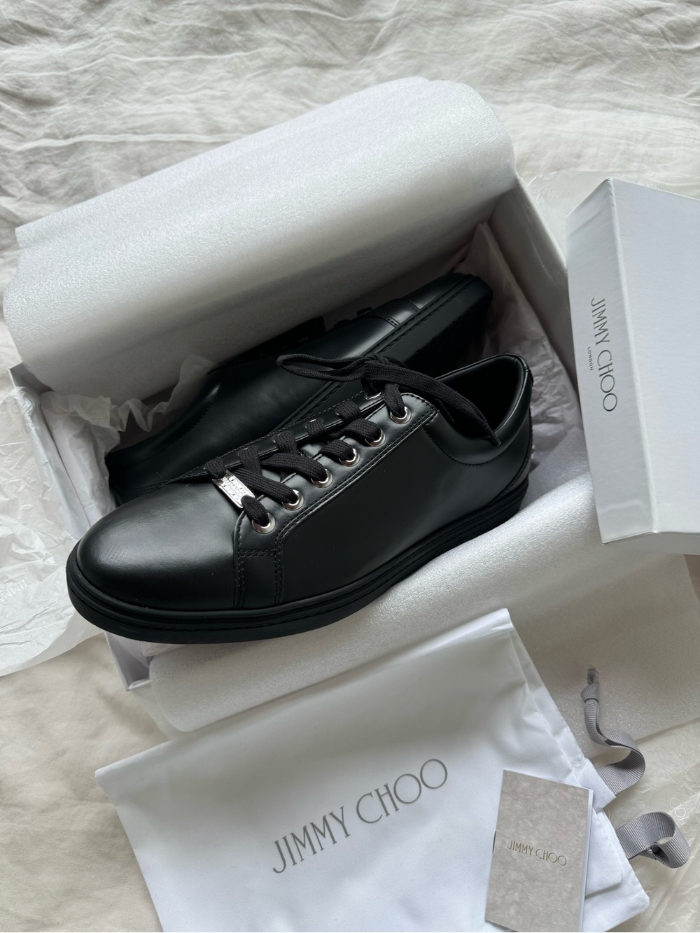 Jimmy Choo Cash Black Leather Sneakers size EU 45